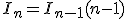  I_n=I_{n-1} + (n-1) 