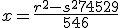  x = \frac{r^2-s^2+74529}{546}