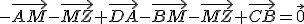 -\vec{AM}-\vec{MZ}+\vec{DA}-\vec{BM}-\vec{MZ}+\vec{CB}=\vec0