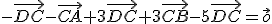 -\vec{DC}-\vec{CA}+3\vec{DC}+3\vec{CB}-5\vec{DC}=\vec{o}