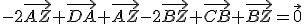 -2\vec{AZ}+\vec{DA}+\vec{AZ}-2\vec{BZ}+\vec{CB}+\vec{BZ}=\vec0