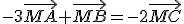 -3\vec{MA}+\vec{MB}=-2\vec{MC}