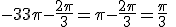 -33\pi-\frac{2\pi}{3}=\pi-\frac{2\pi}{3}=\frac{\pi}{3}\;\;[2\pi]