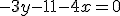 -3y-11-4x=0