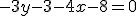 -3y-3-4x-8=0