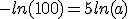 -ln(100)=5ln(a)
