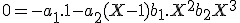 0= -a_1.1-a_2(X-1) + b_1.X^2+b_2X^3