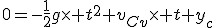 0=-\frac12g\times t^2+v_{Cv}\times t+y_c