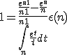 1 = \frac{\frac{e^{n+1}}{n+1} -\frac{e^{n}}{n}}{\Bigint_n^{n+1} \frac{e^t}{t}dt} + \eps(n)