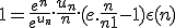 1 = \frac{e^n}{e^{u_n}}.\frac{u_n}{n}.(e.\frac{n}{n+1}-1) + \eps(n)