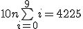 10 n + \bigsum_{i=0}^9i= 4225