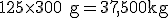 125\times 300\textrm{g} = 37,500\textrm{kg}
