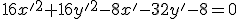16x'^2+16y'^2-8x'-32y'-8=0