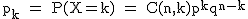 2$\rm p_k = P(X=k) = C(n,k)p^kq^{n-k}