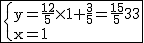 2$\rm~\begin{tabular}{|c|}\hline~\{{y=\frac{12}{5}\times1+\frac{3}{5}=\frac{15}{5}=3\\x=1}\\\hline\end{tabular}