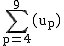 2$\rm~\displaystyle\sum_{p=4}^9(u_p)