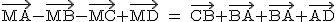 2$\rm~\vec{MA}-\vec{MB}-\vec{MC}+\vec{MD}~=~\vec{CB}+\vec{BA}+\vec{BA}+\vec{AD}