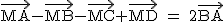 2$\rm~\vec{MA}-\vec{MB}-\vec{MC}+\vec{MD}~=~2\vec{BA}