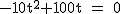 2$\rm~-10t^2+100t~=~0