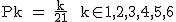 2$\rm~Pk~=~\frac{k}{21}~~k\in{1,2,3,4,5,6}