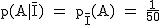 2$\rm~p(A|\bar{I})~=~p_{\bar{I}}(A)~=~\frac{1}{50}