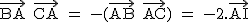 2$\textrm\vec{BA}+\vec{CA} = -(\vec{AB}+\vec{AC}) = -2.\vec{AI}
