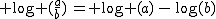 2$ \log (\frac{a}{b})\,= \log (a)\,-\,\log(b)