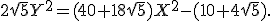 2\sqrt{5}Y^2=(40+18\sqrt{5})X^2-(10+4\sqrt{5}).