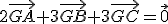 2\vec{GA}+3\vec{GB}+3\vec{GC}=\vec{0}