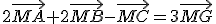 2\vec{MA}+2\vec{MB}-\vec{MC}=3\vec{MG}