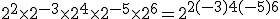 2^2 \times 2^{-3} \times 2^4 \times 2^{-5} \times 2^6 = 2^{2+(-3)+4+(-5)+6}