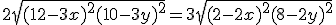 2 \sqr{(12-3x)^2+(10-3y)^2} = 3 \sqr{(2-2x)^2+(8-2y)^2}