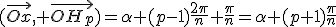 3$(\vec{Ox}, \vec{OH_p})=\alpha+(p-1)\frac{2\pi}{n}+\frac{\pi}{n}=\alpha+(p+1)\frac{\pi}{n}