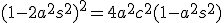 3$(1-2a^2s^2)^2=4a^2c^2(1-a^2s^2)