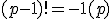 3$(p-1)!=-1(p)