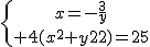 3$\{{x=-\frac{3}{y}\atop 4(x^2+y^2)=25}