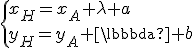 3$\{{x_H=x_A+\lambda a\\y_H=y_A+\lambda b}