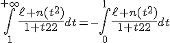 3$\Bigint_1^{+\infty}{4$\fr{\ell n(t^2)}{1+t^2}}dt=-\Bigint_0^{1}{4$\fr{\ell n(t^2)}{1+t^2}}dt