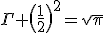 3$\Gamma \(\fr{1}{2}\)^2=\sqrt{\pi}