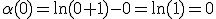 3$\alpha(0)=\ln(0+1)-0=\ln(1)=0