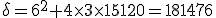 3$\delta=6^{2}+4\times3\times15120=181476