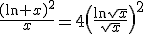 3$\frac{(\ln x)^2}{x}=4\left(\frac{\ln\sqrt{x}}{\sqrt{x}}\right)^2
