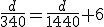 3$\frac{d}{340}=\frac{d}{1440}+6