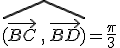 3$\hat{(\vec{BC}\,,\,\vec{BD})}=\frac{\pi}3