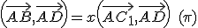 3$\left( \vec{AB},\vec{AD} \right) = x + \left( \vec{AC_1},\vec{AD} \right)\quad(\pi)