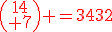 3$\red\(\array{14\\ 7}\) =3432