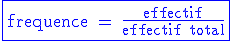 3$\rm\blue\fbox{frequence = \frac{effectif}{effectif total}