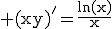 3$\rm (xy)'=\frac{ln(x)}{x}