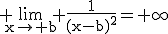 3$\rm \lim_{x\to b} \frac{1}{(x-b)^{2}}=+\infty