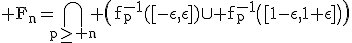 3$\rm F_{n}=\Bigcap_{p\ge n} \(f_{p}^{-1}([-\epsilon,\epsilon])\cup f_{p}^{-1}\([1-\epsilon,1+\epsilon]\)\)
